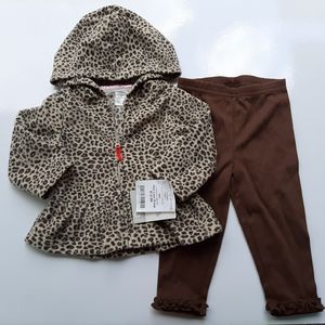 Leopard Print Fleece Hoodie/ Legging Set 6-12M
